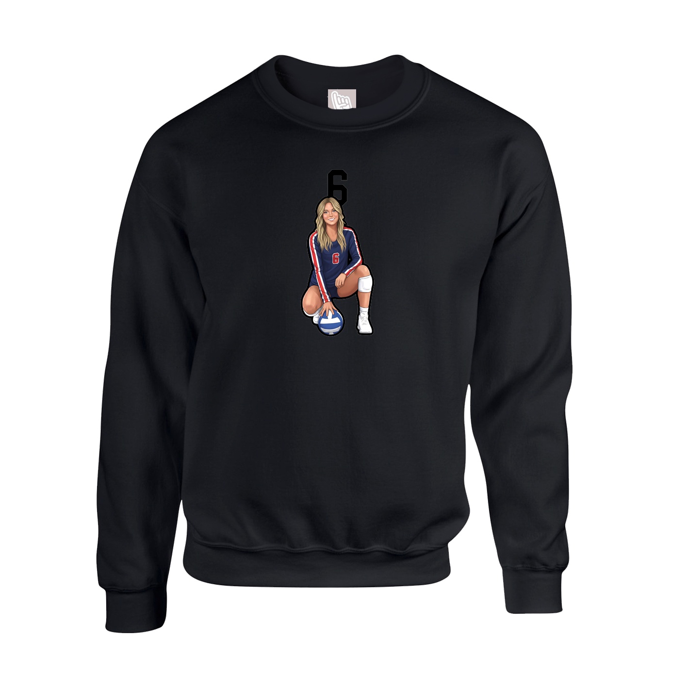 Fleece Crew — Number Top in Black