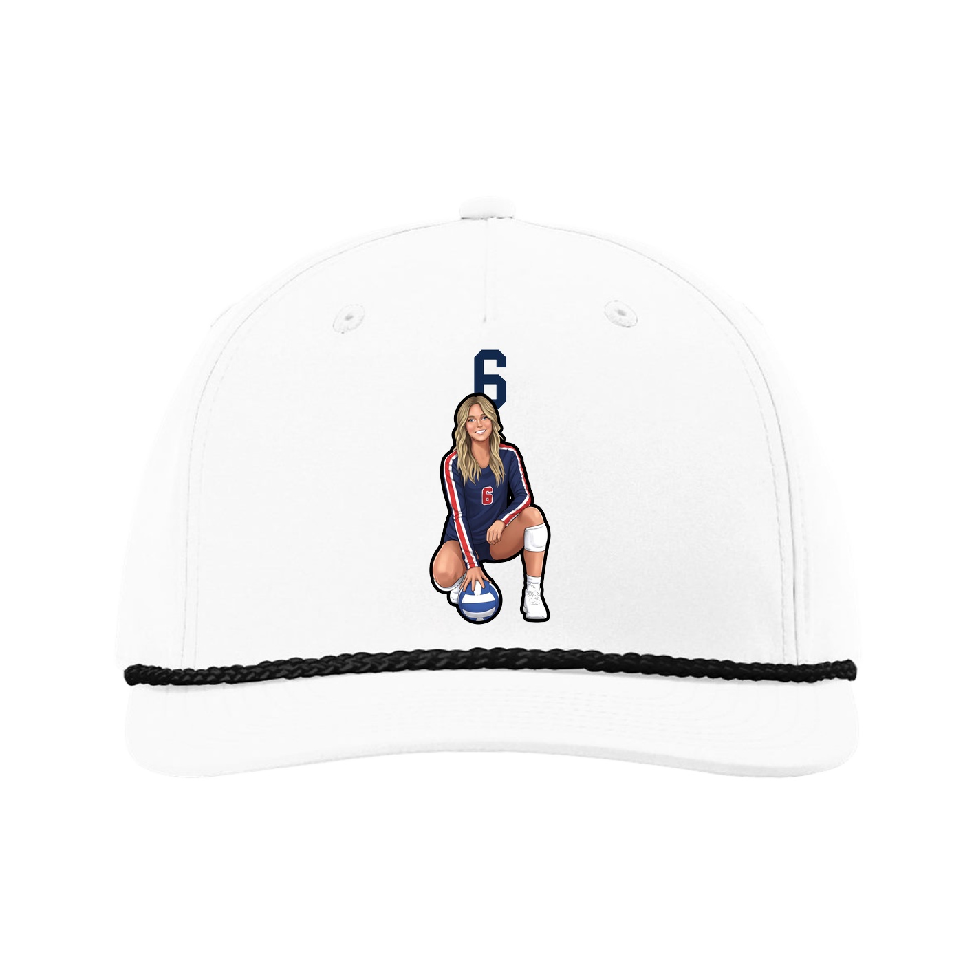Five-Panel Classic Rope Cap — Number Top in White