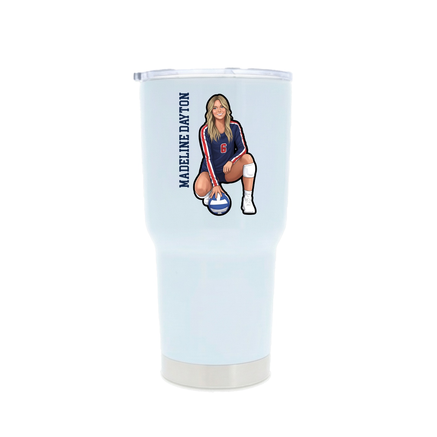 30oz Stainless Steel Tumbler — Name Vertical in White