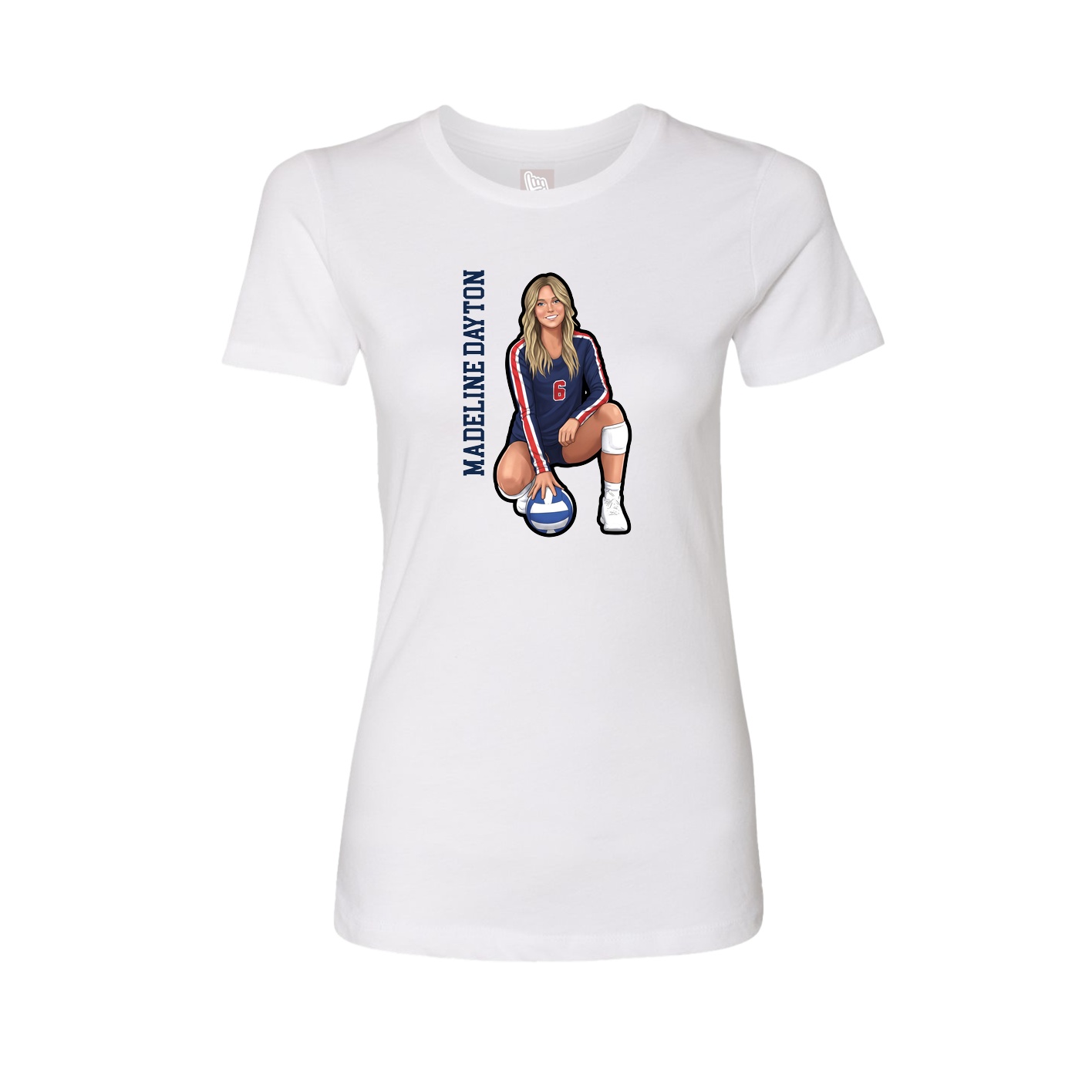 Fitted Women's Tee — Name Vertical in White