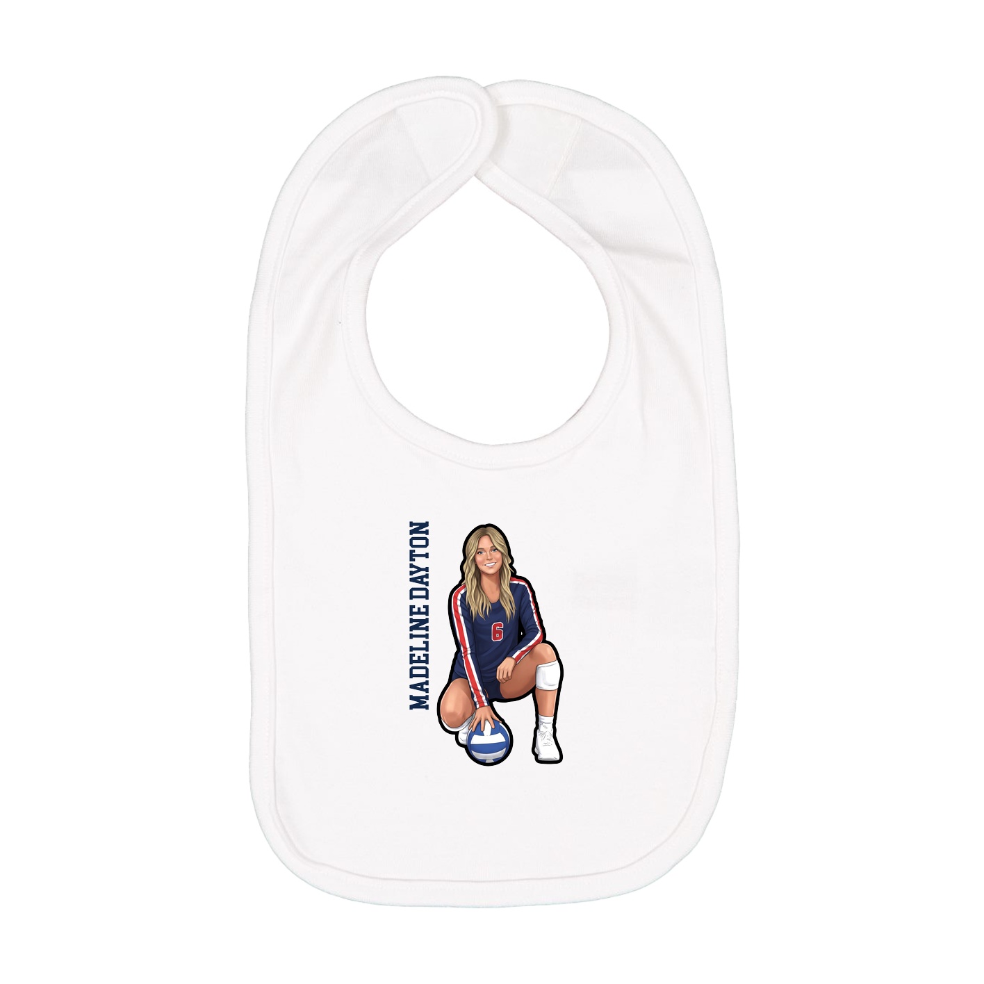 Infant Bib — Name Vertical in White