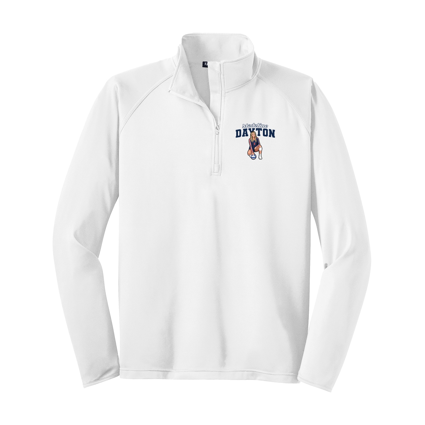 Q-Zip Pullover — Name Arch in White