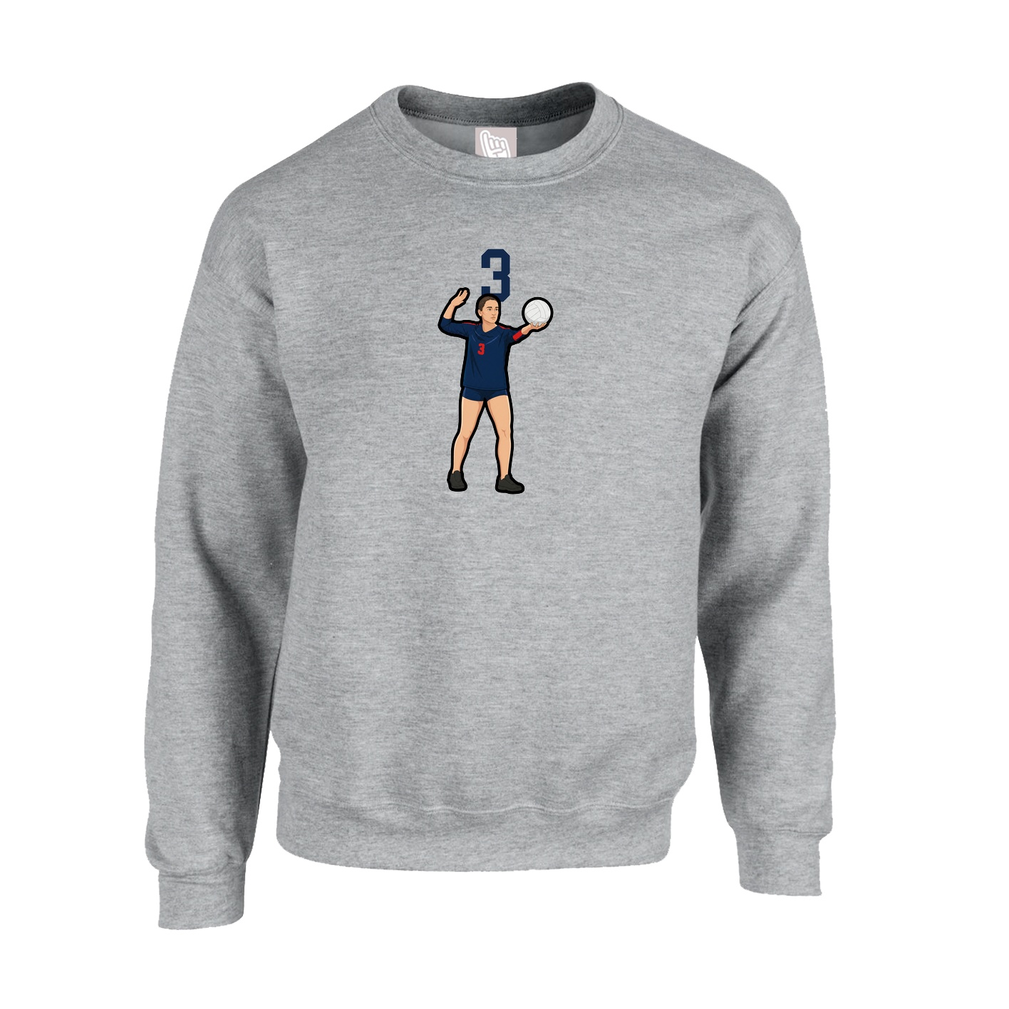 Fleece Crew — Number Top in Grey