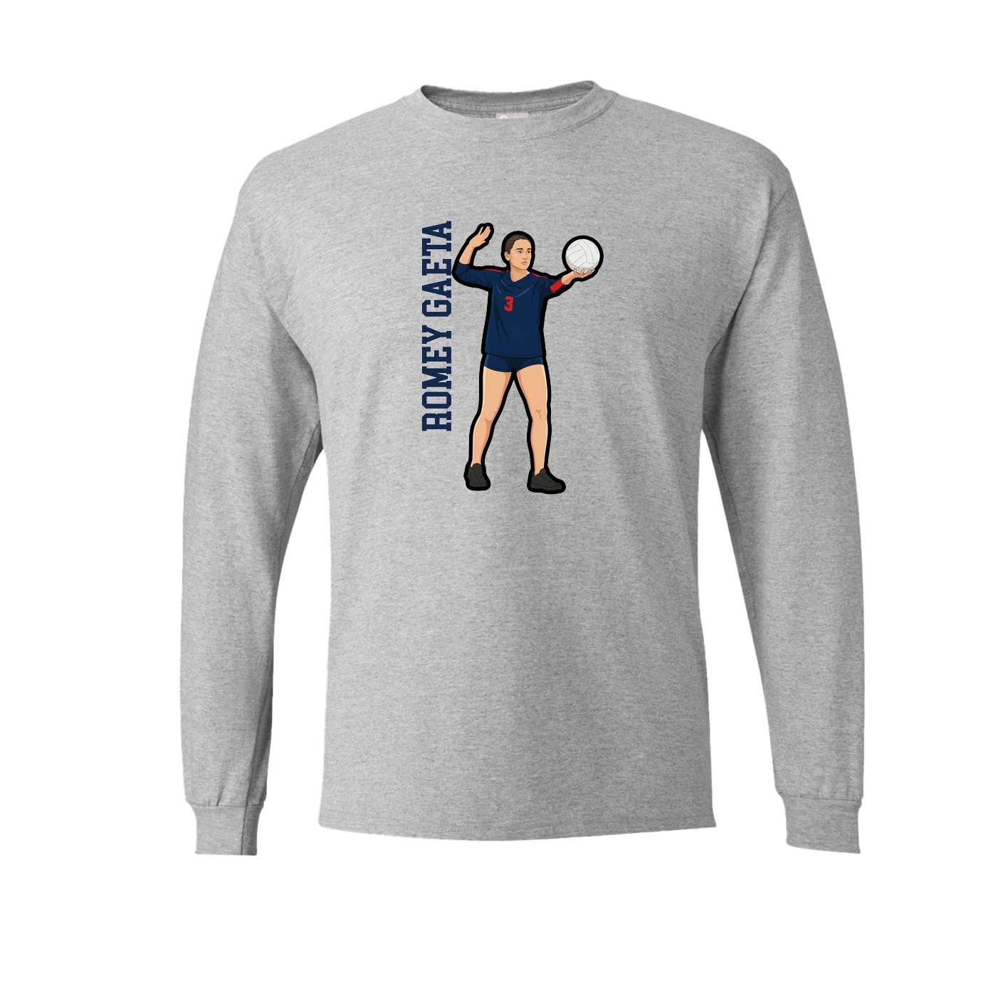 Long Sleeve Tee — Name Vertical in Grey