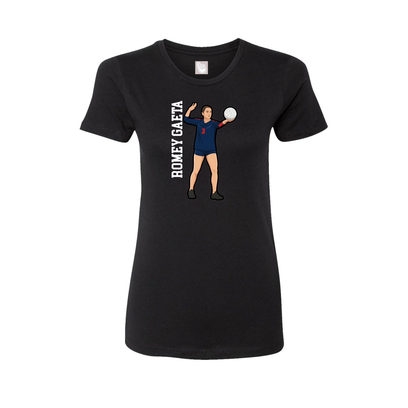 Fitted Women's Tee — Name Vertical in Black