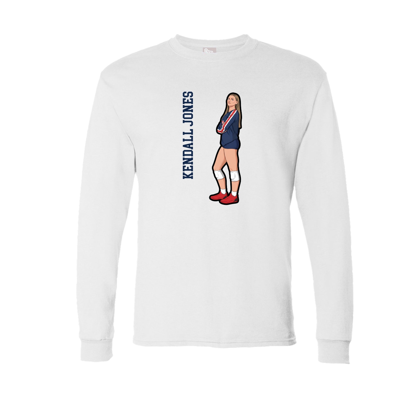 Long Sleeve Tee — Name Vertical in White
