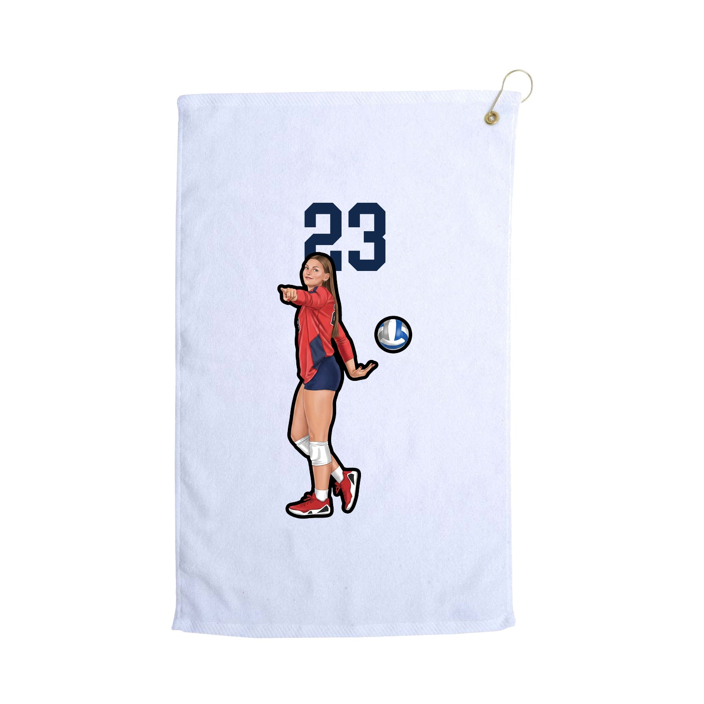 Golf Towel — Number Top in White