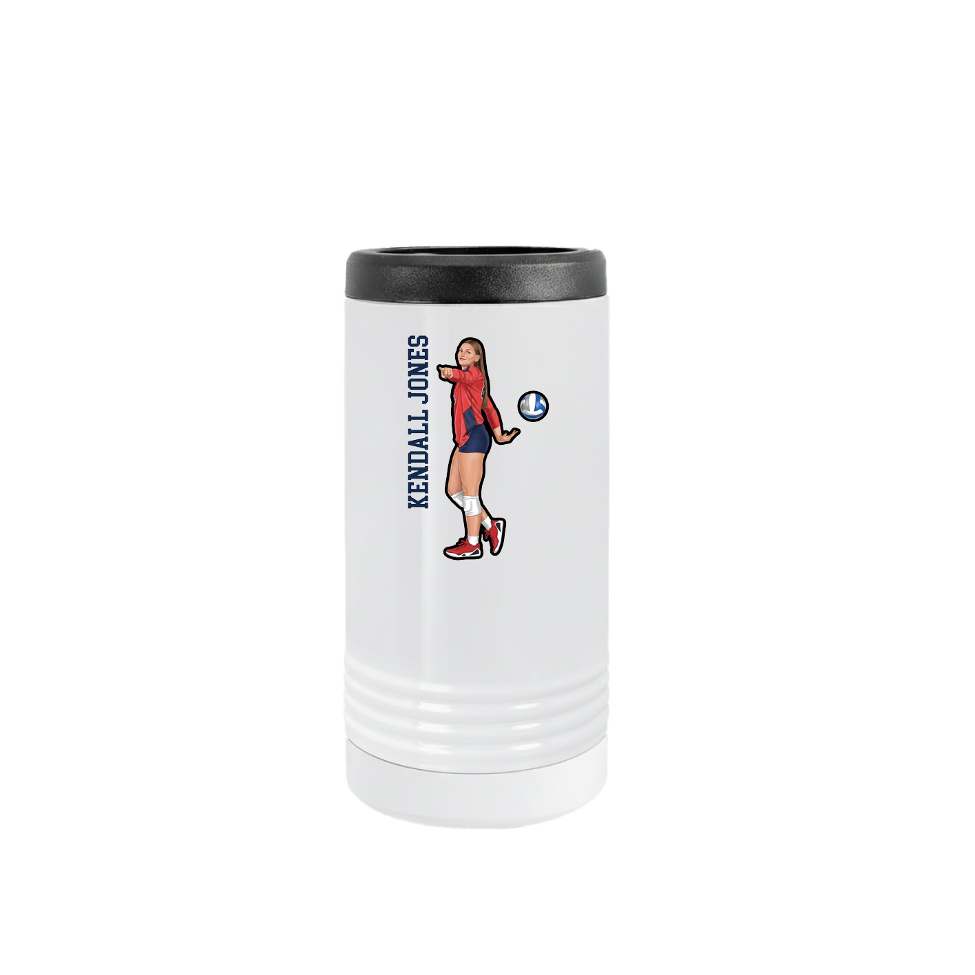 Slim Beverage Holder — Name Vertical in White