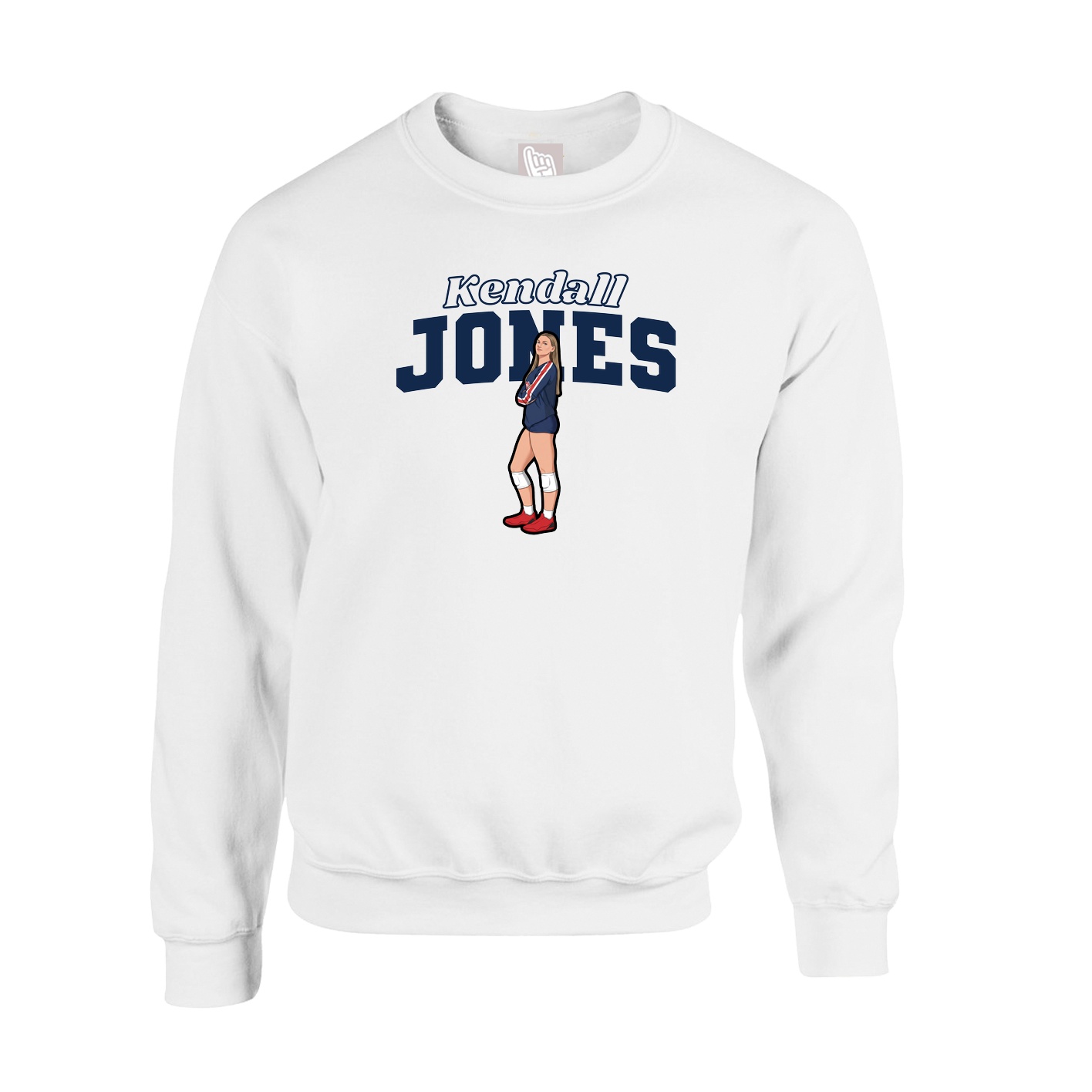 Fleece Crew — Name Arch in White
