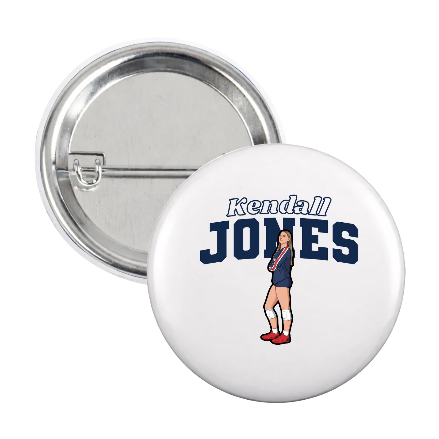 Game Day Button — Name Arch in White