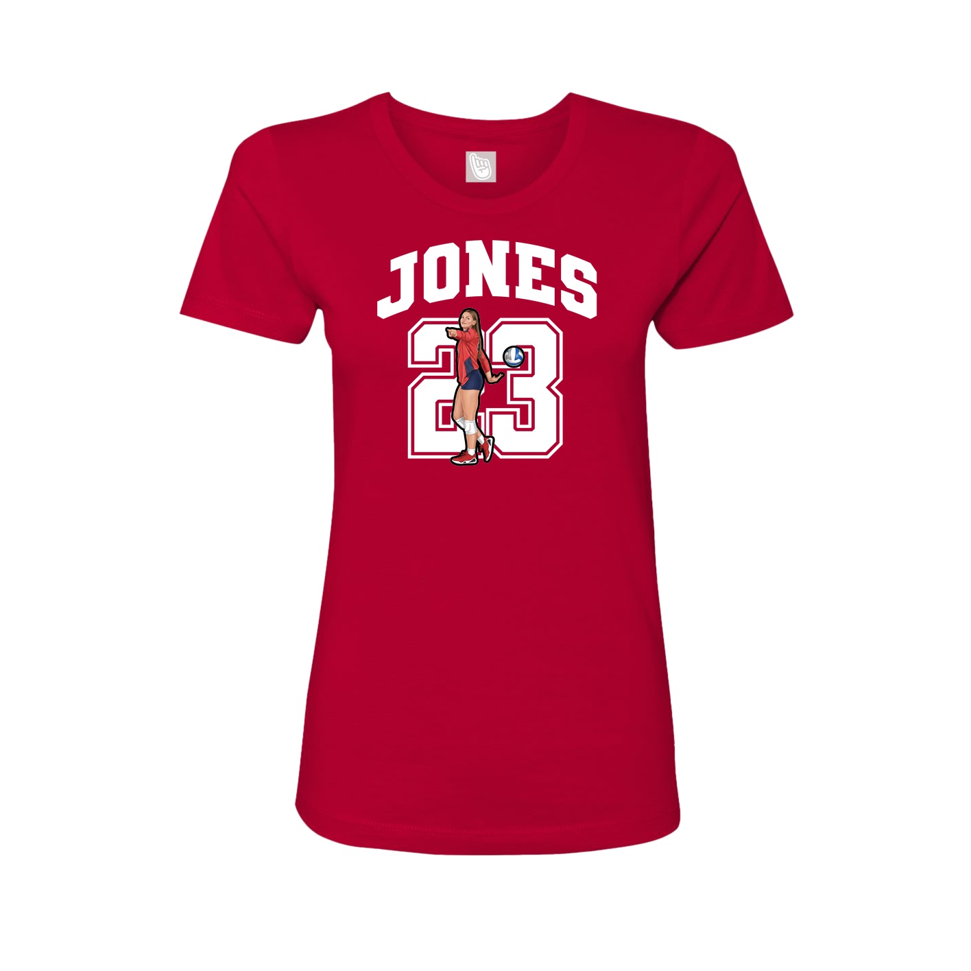 Fitted Women's Tee — Number in Red