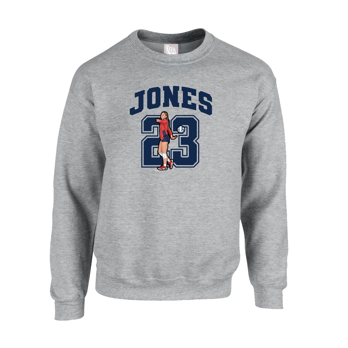 Fleece Crew — Number in Grey