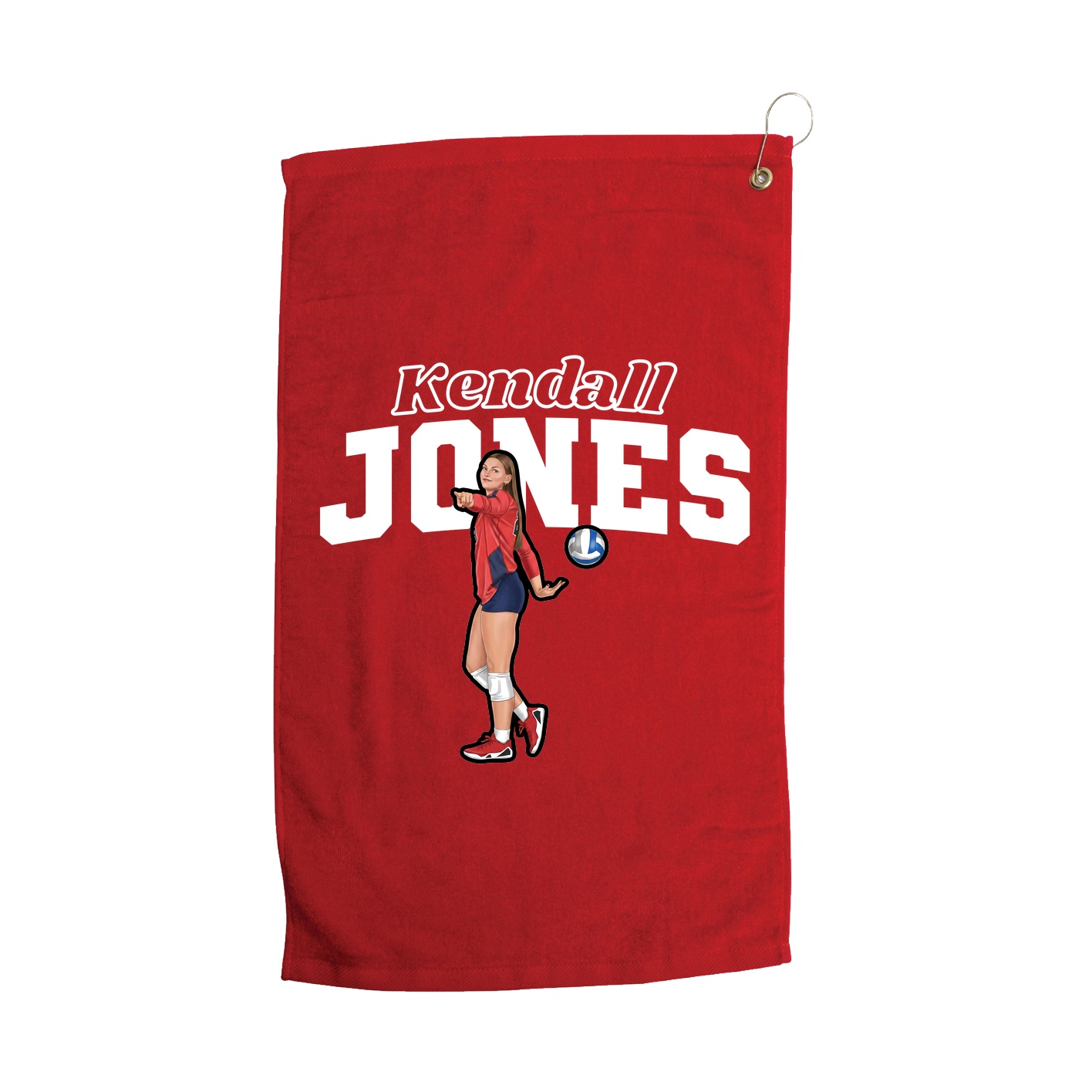Golf Towel — Name Arch in Red