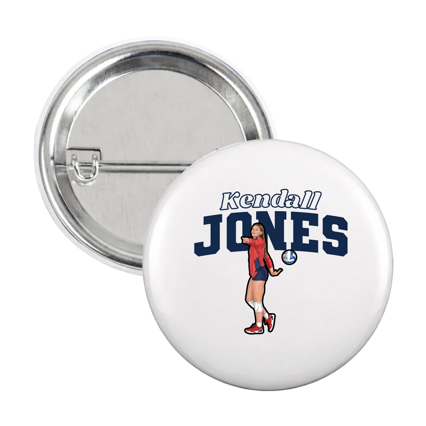 Game Day Button — Name Arch in White