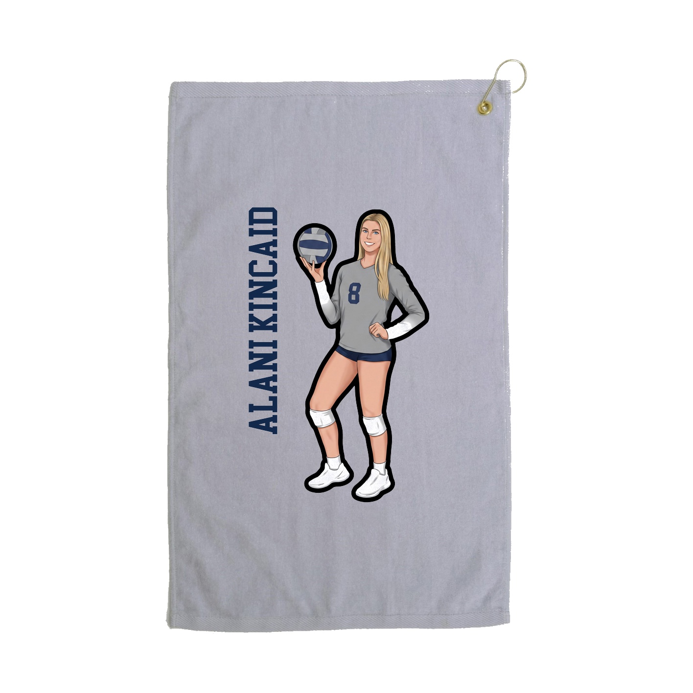 Golf Towel — Name Vertical in Grey