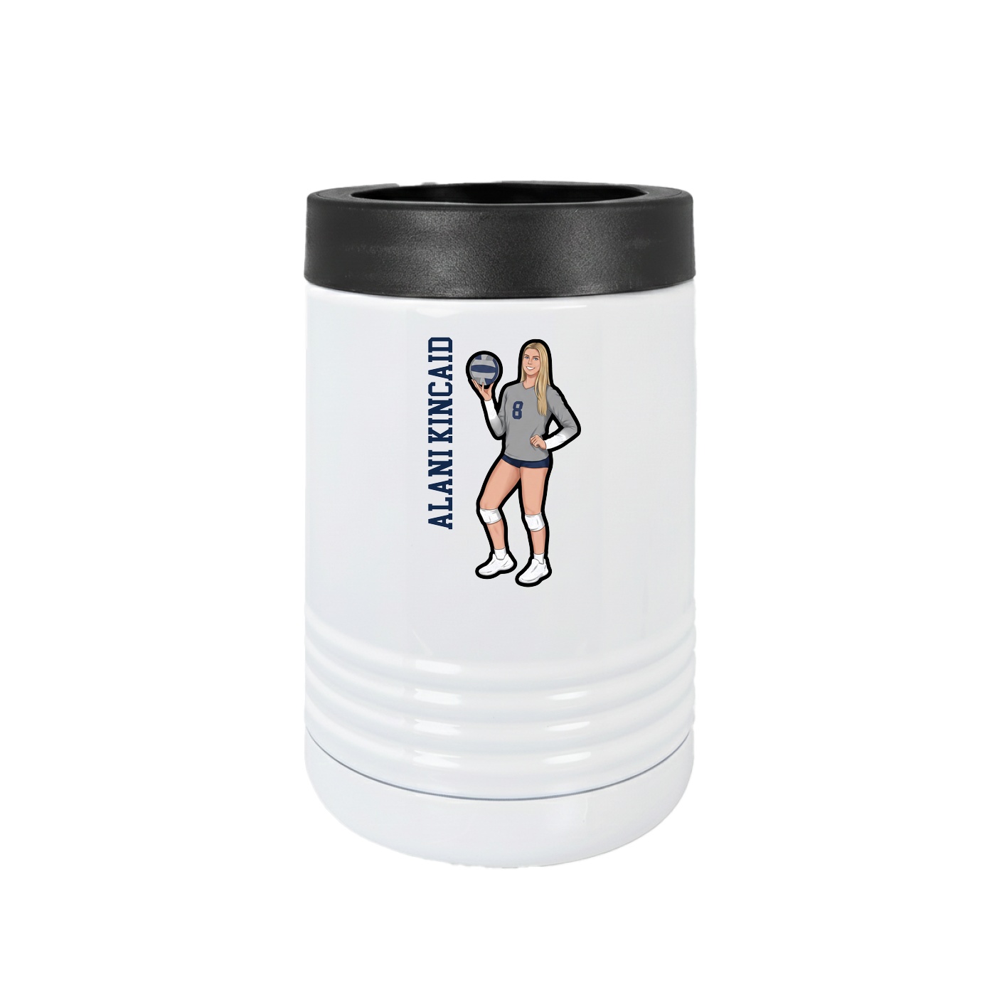 Beverage Holder — Name Vertical in White