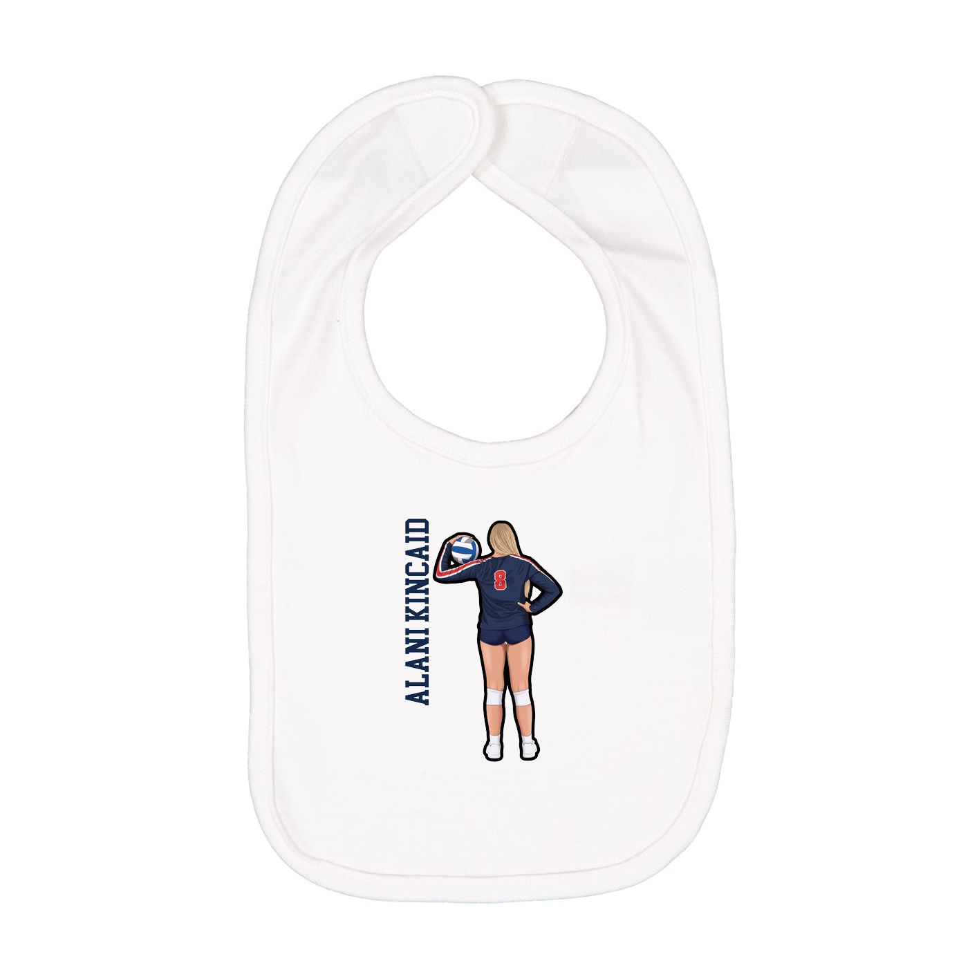Infant Bib — Name Vertical in White