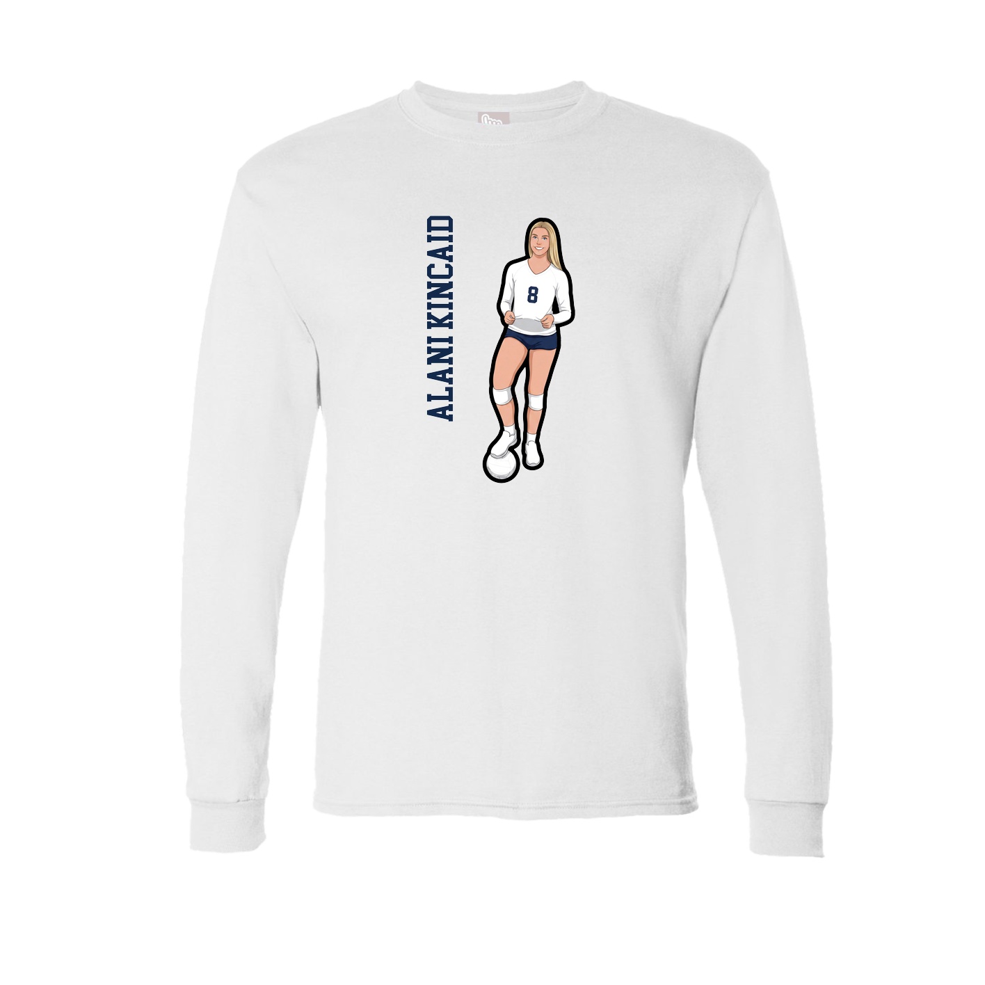 Long Sleeve Tee — Name Vertical in White