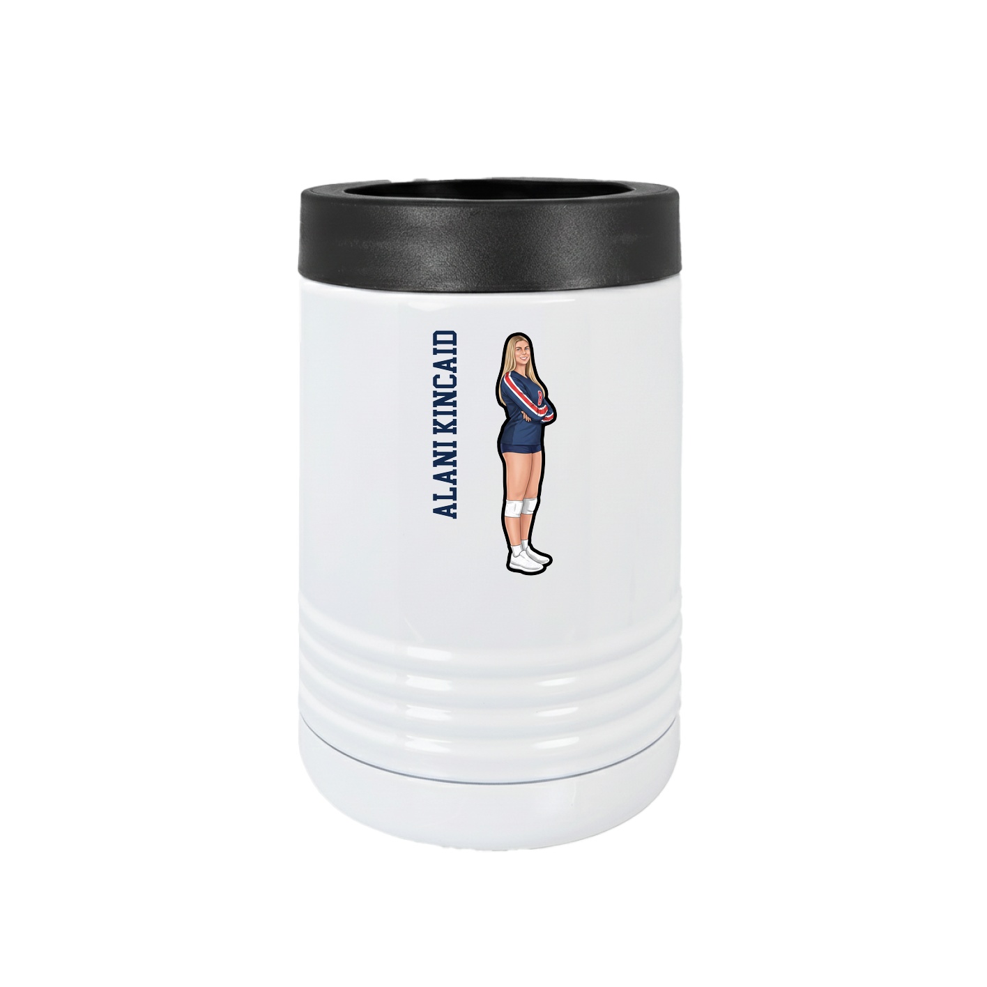 Beverage Holder — Name Vertical in White