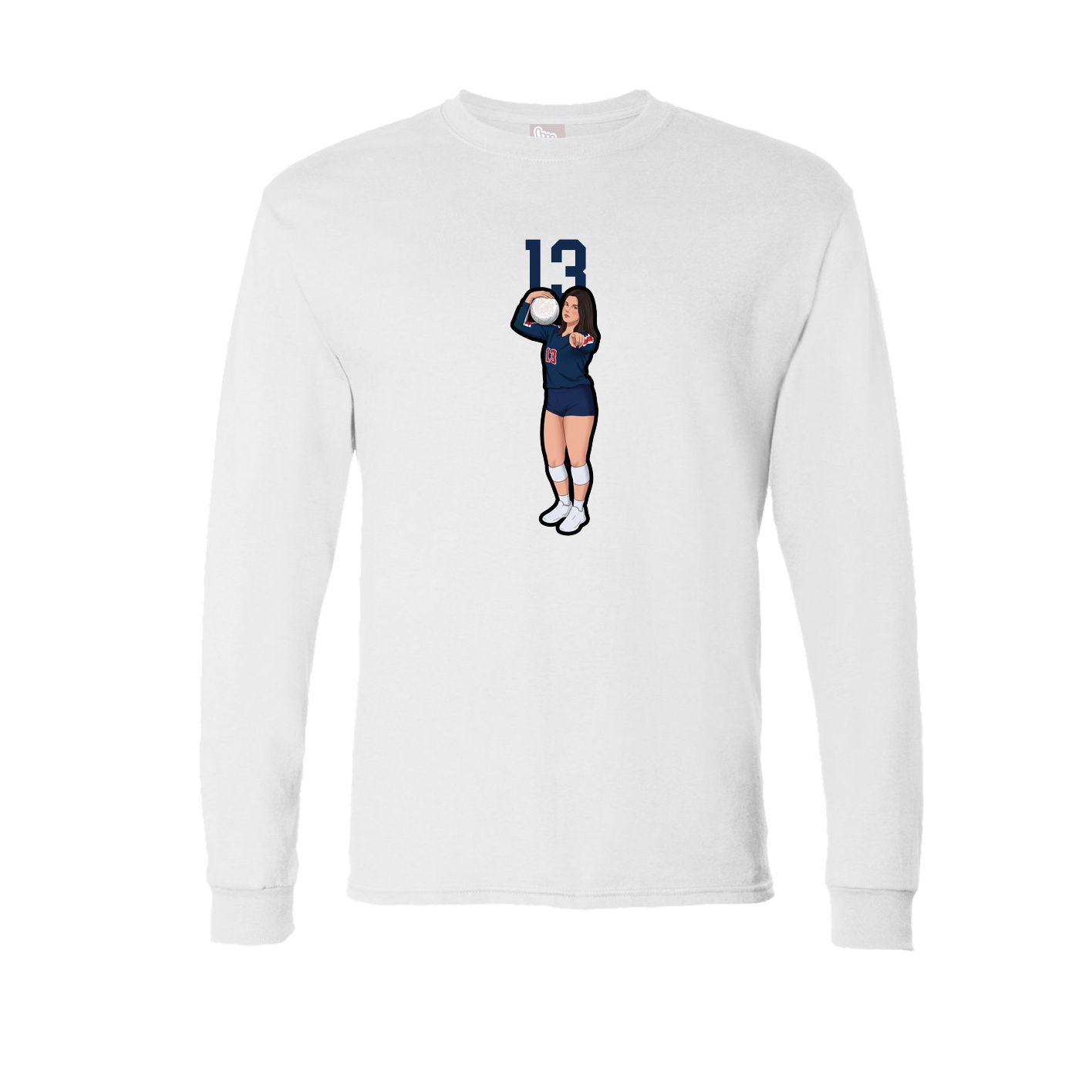 Long Sleeve Tee — Number Top in White