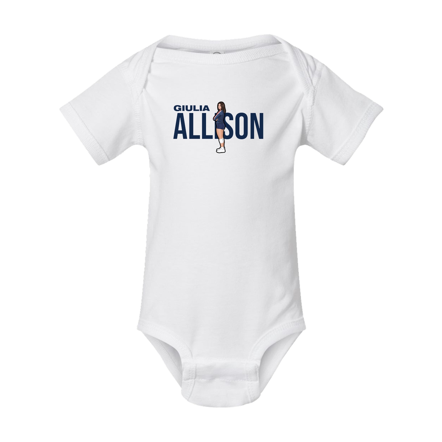 Baby Onesie — Player Name in White