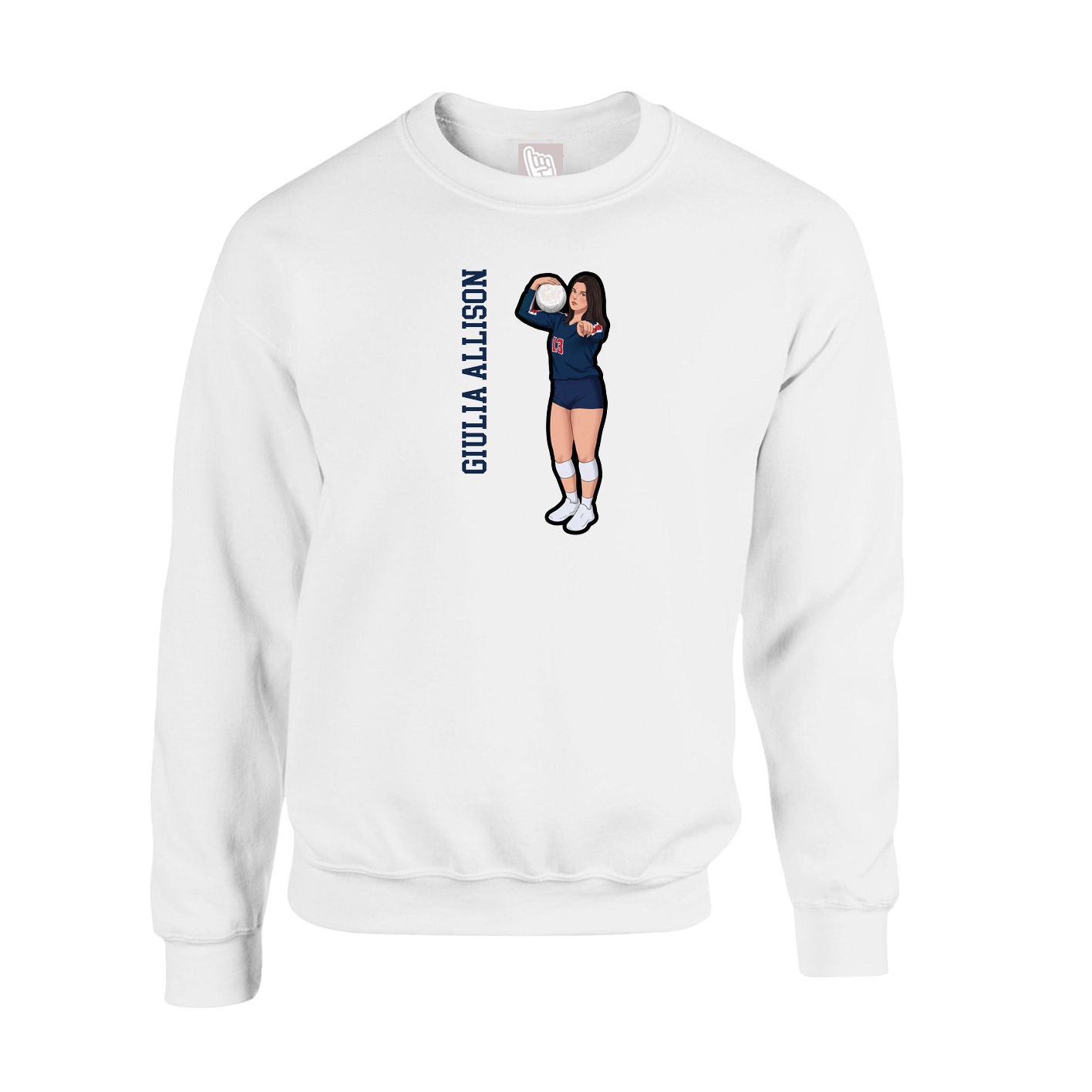Fleece Crew — Name Vertical in White