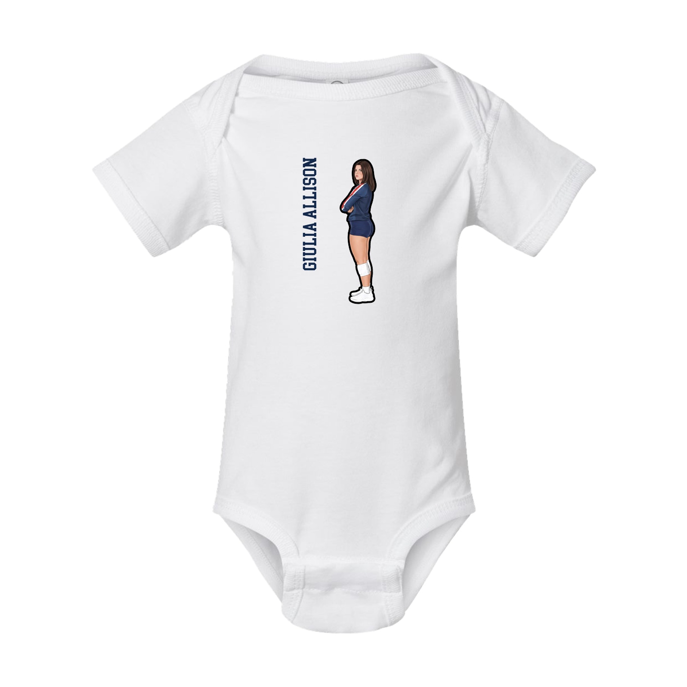 Baby Onesie — Name Vertical in White