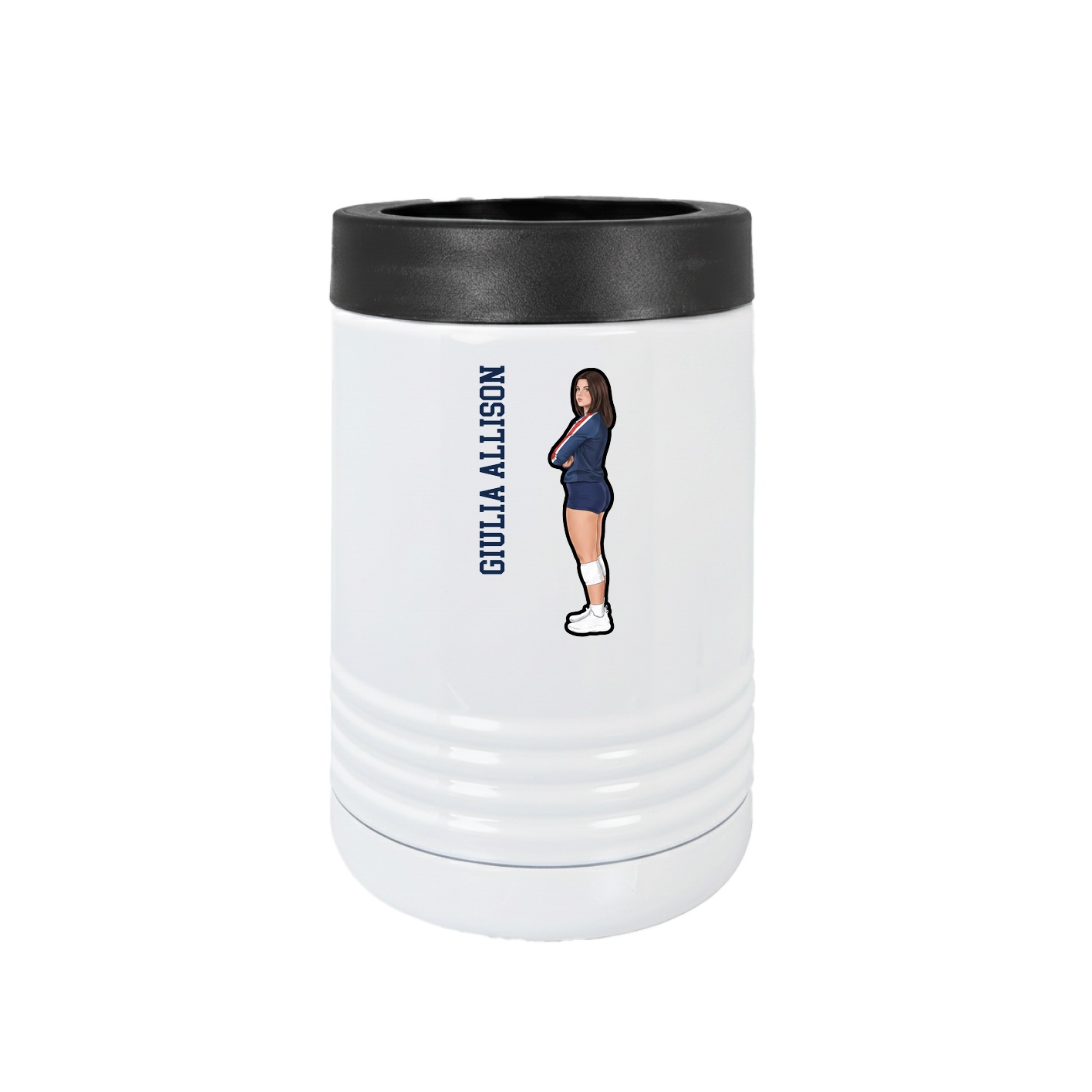 Beverage Holder — Name Vertical in White