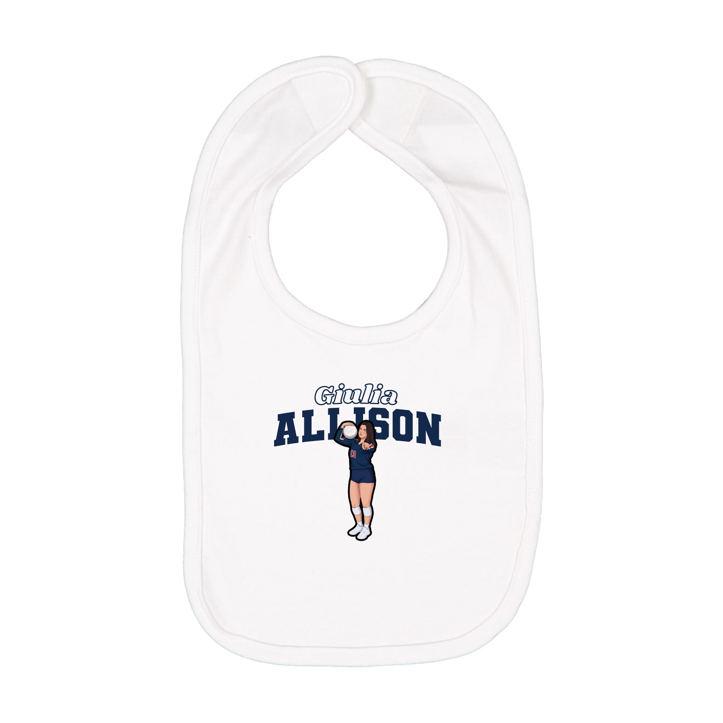 Infant Bib — Name Arch in White