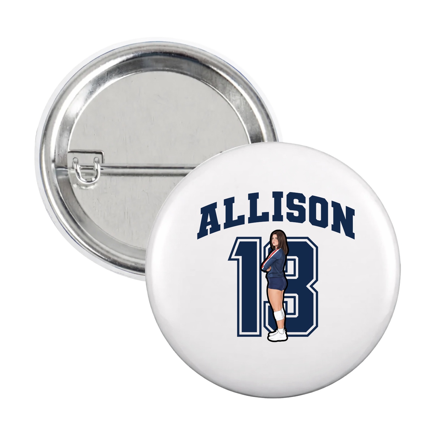 Game Day Button — Number in White