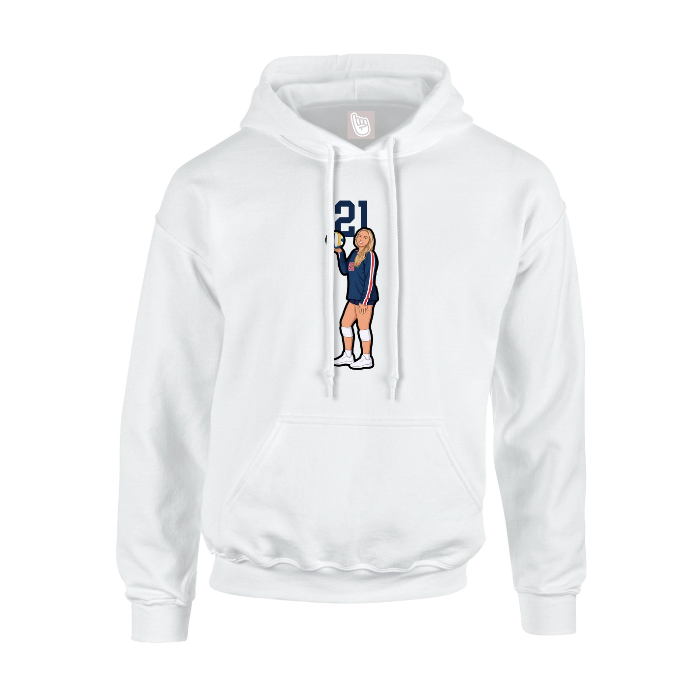 Youth Hoodie — Number Top in White