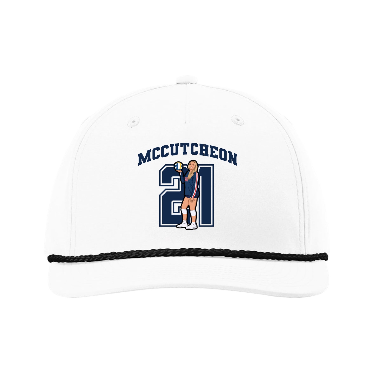 Five-Panel Classic Rope Cap — Number in White