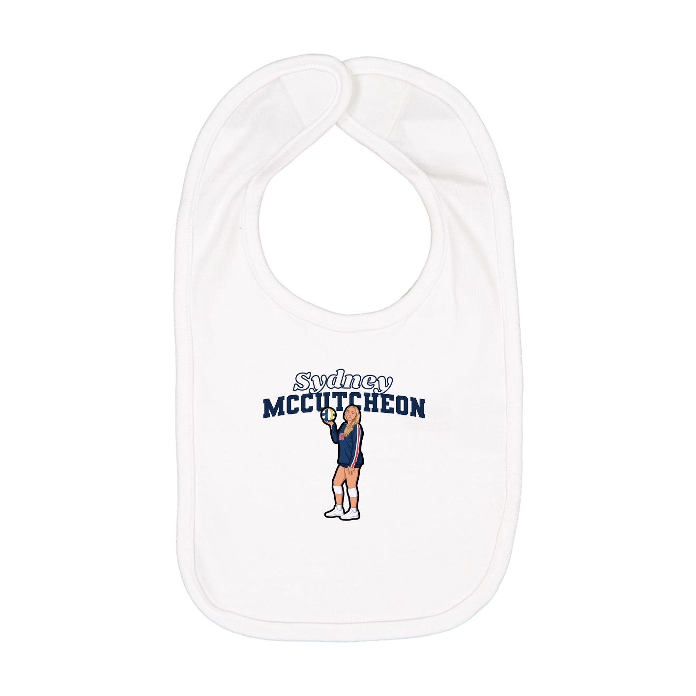 Infant Bib — Name Arch in White