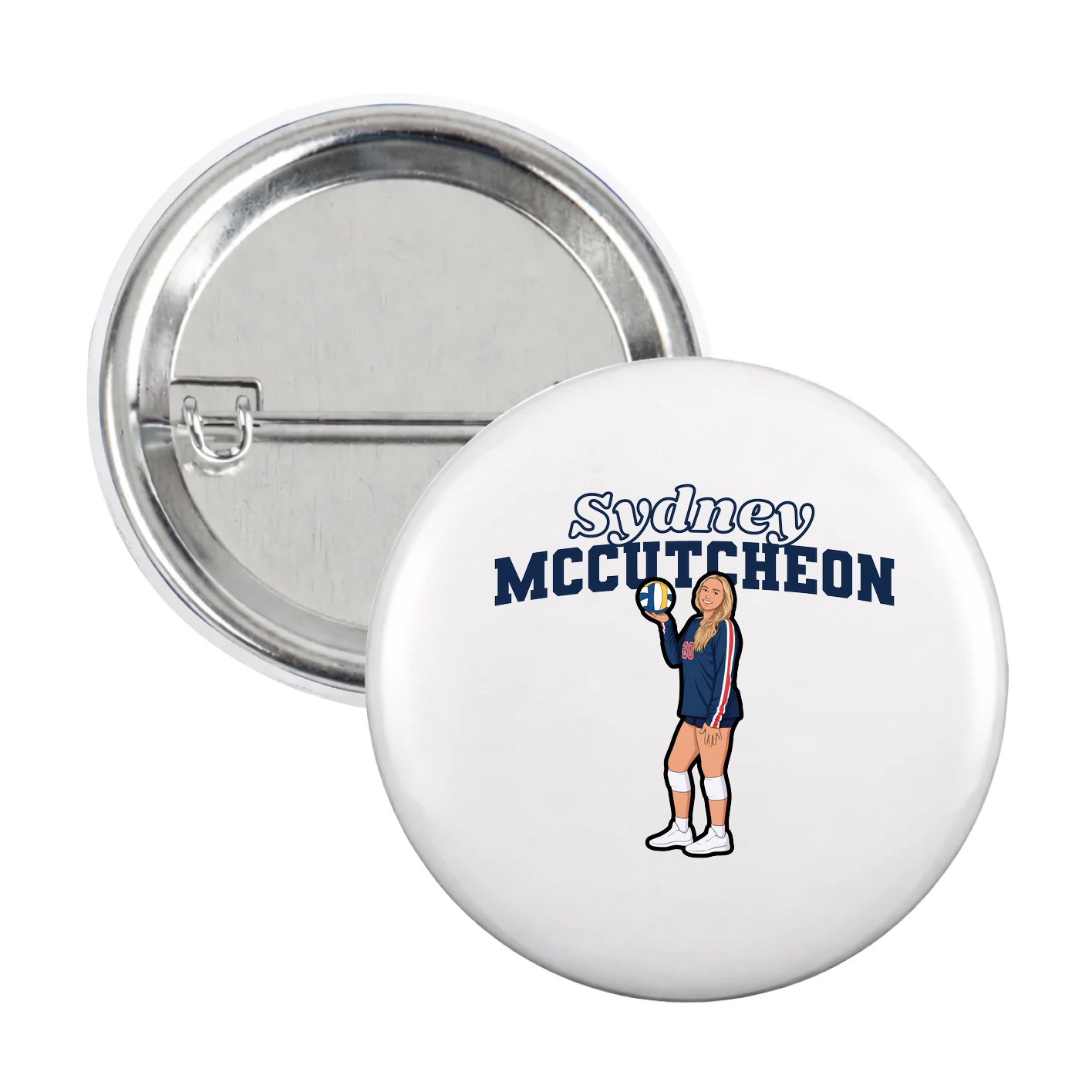 Game Day Button — Name Arch in White