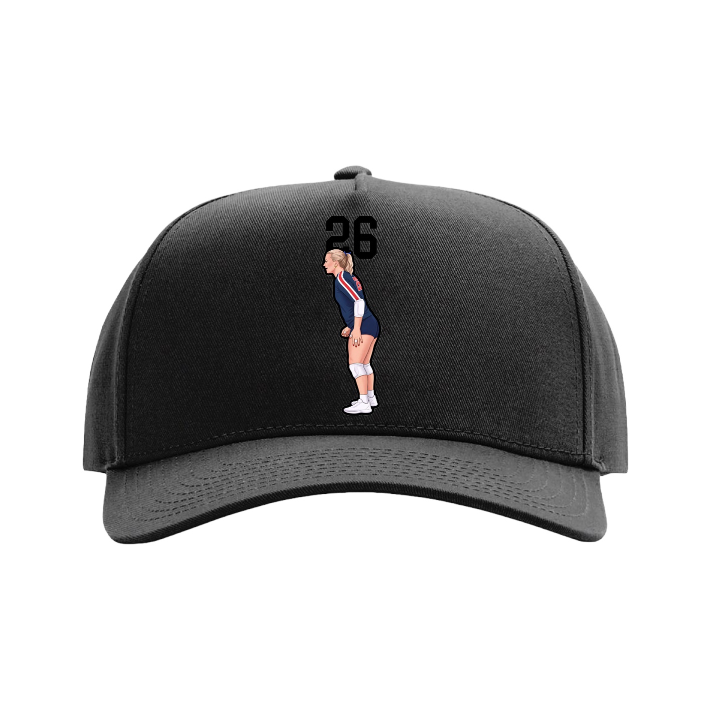 Full Fabric Five-Panel Champ Cap — Number Top in Black