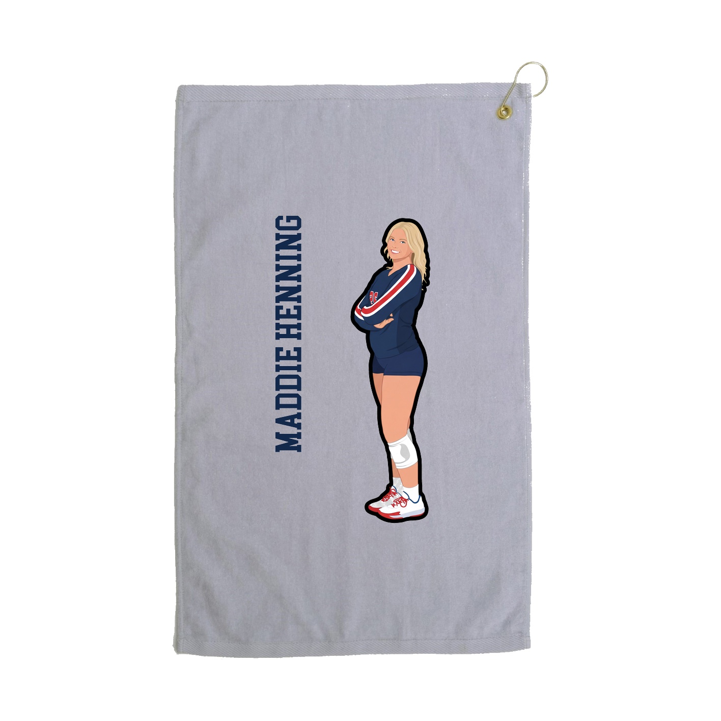 Golf Towel — Name Vertical in Grey