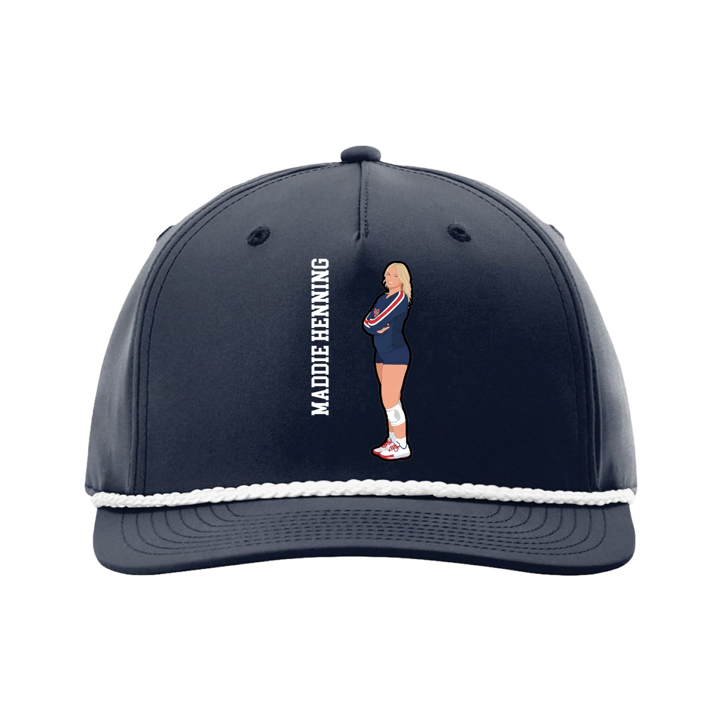 Five-Panel Classic Rope Cap — Name Vertical in Navy