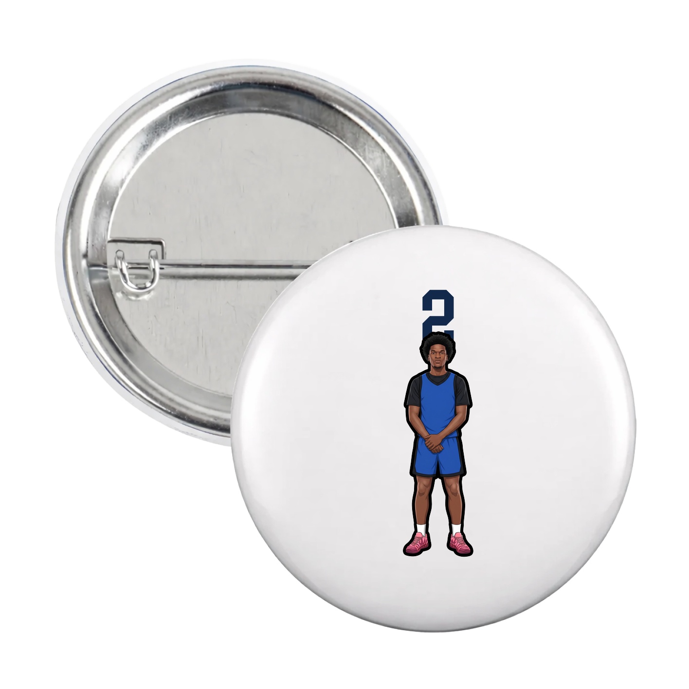 Game Day Button — Number Top in White