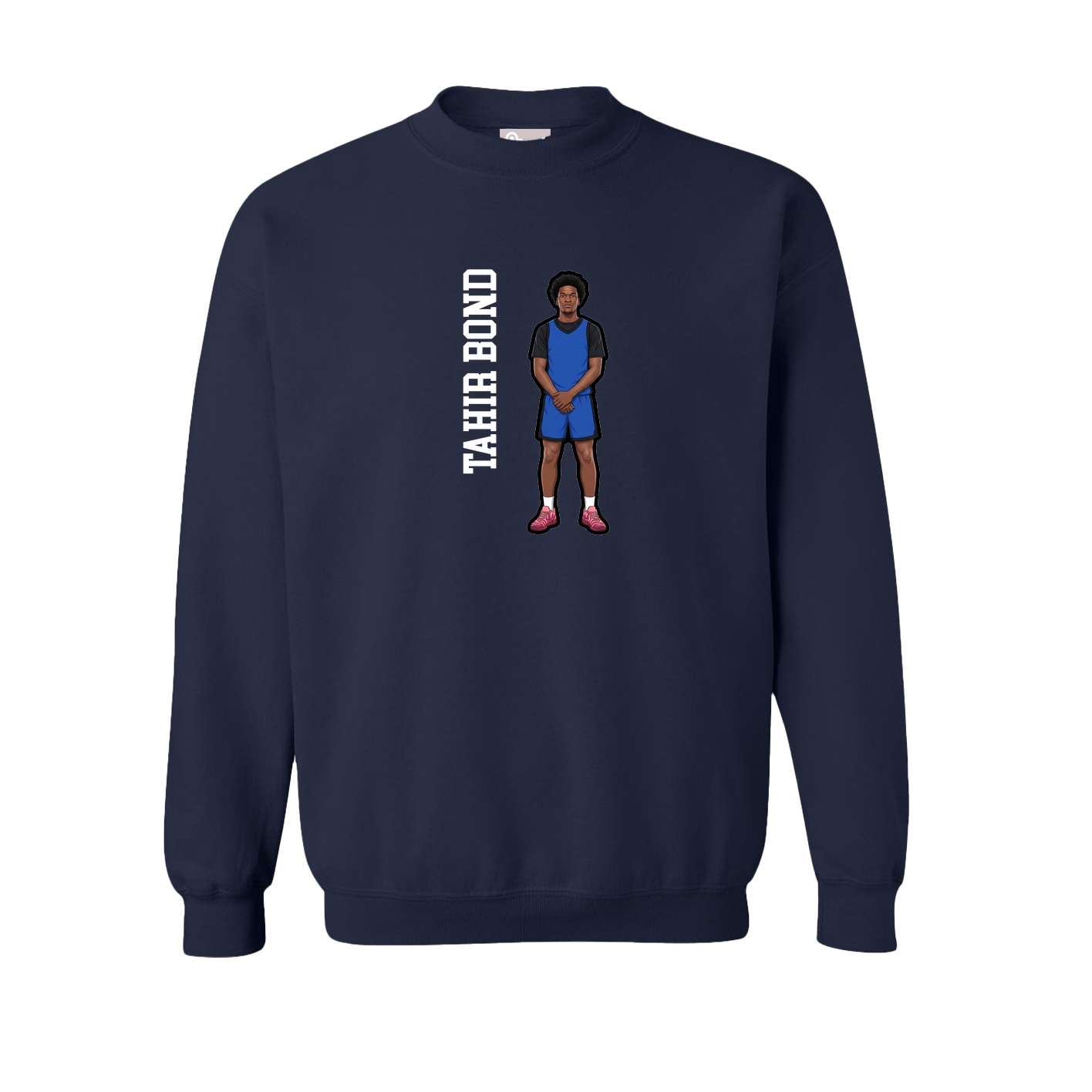 Fleece Crew — Name Vertical in Navy