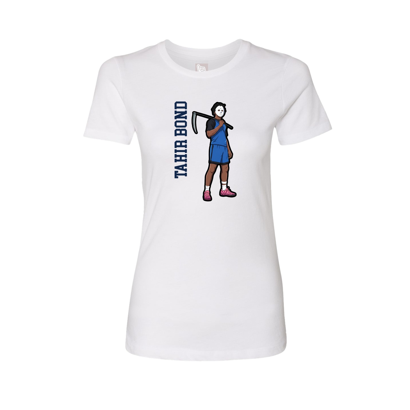 Fitted Women's Tee — Name Vertical in White