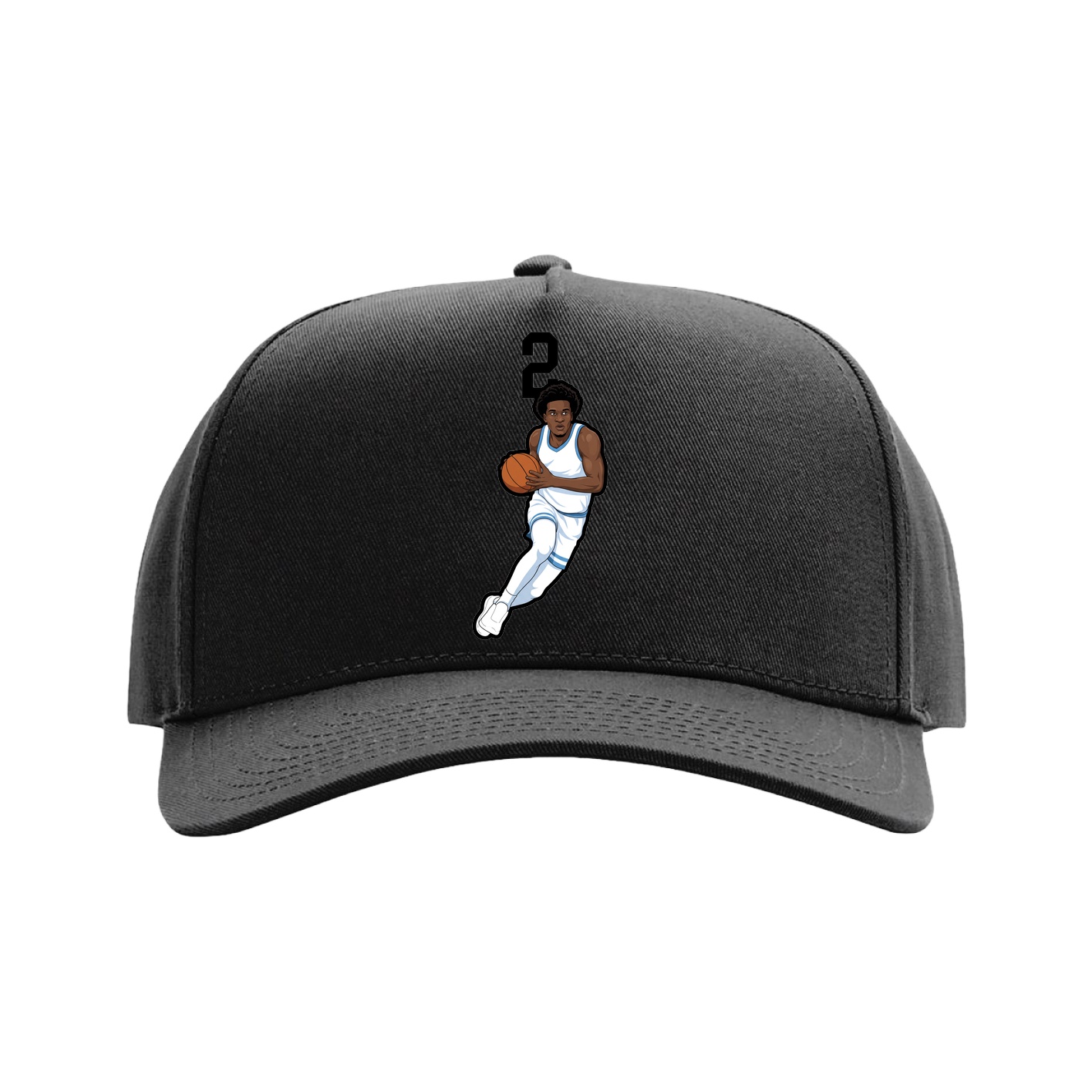 Full Fabric Five-Panel Champ Cap — Number Top in Black