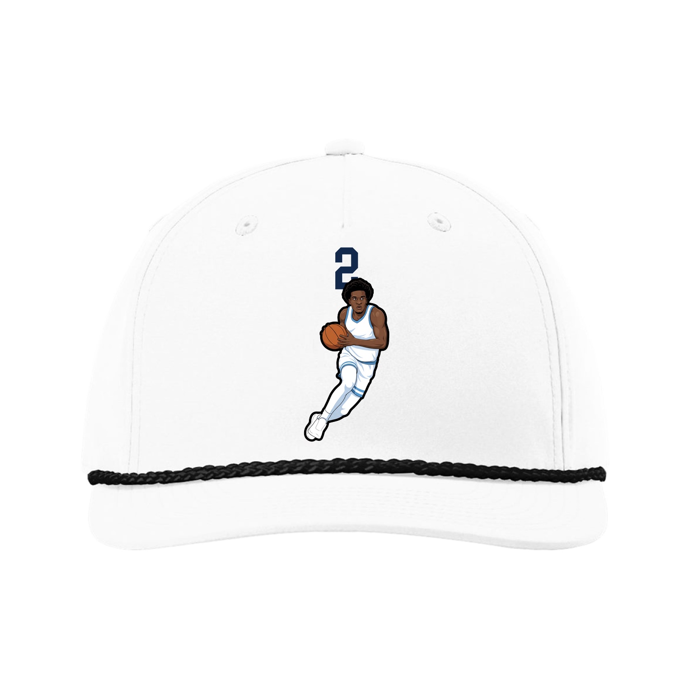 Five-Panel Classic Rope Cap — Number Top in White