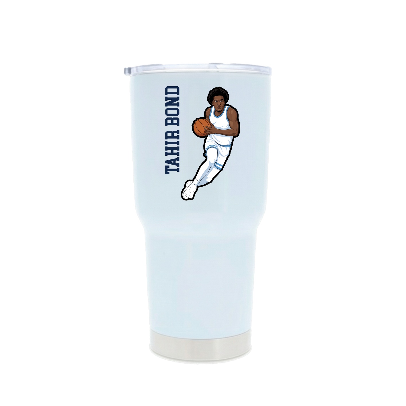 30oz Stainless Steel Tumbler — Name Vertical in White