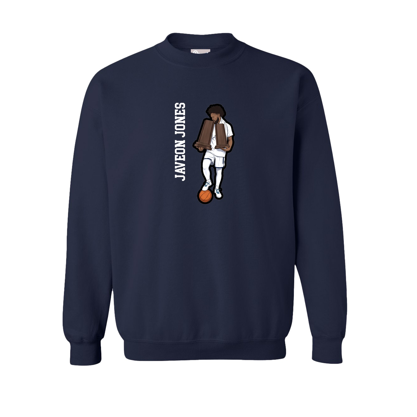 Fleece Crew — Name Vertical in Navy