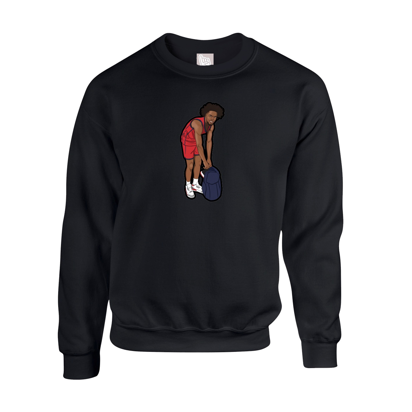 Fleece Crew — Name Vertical in Black