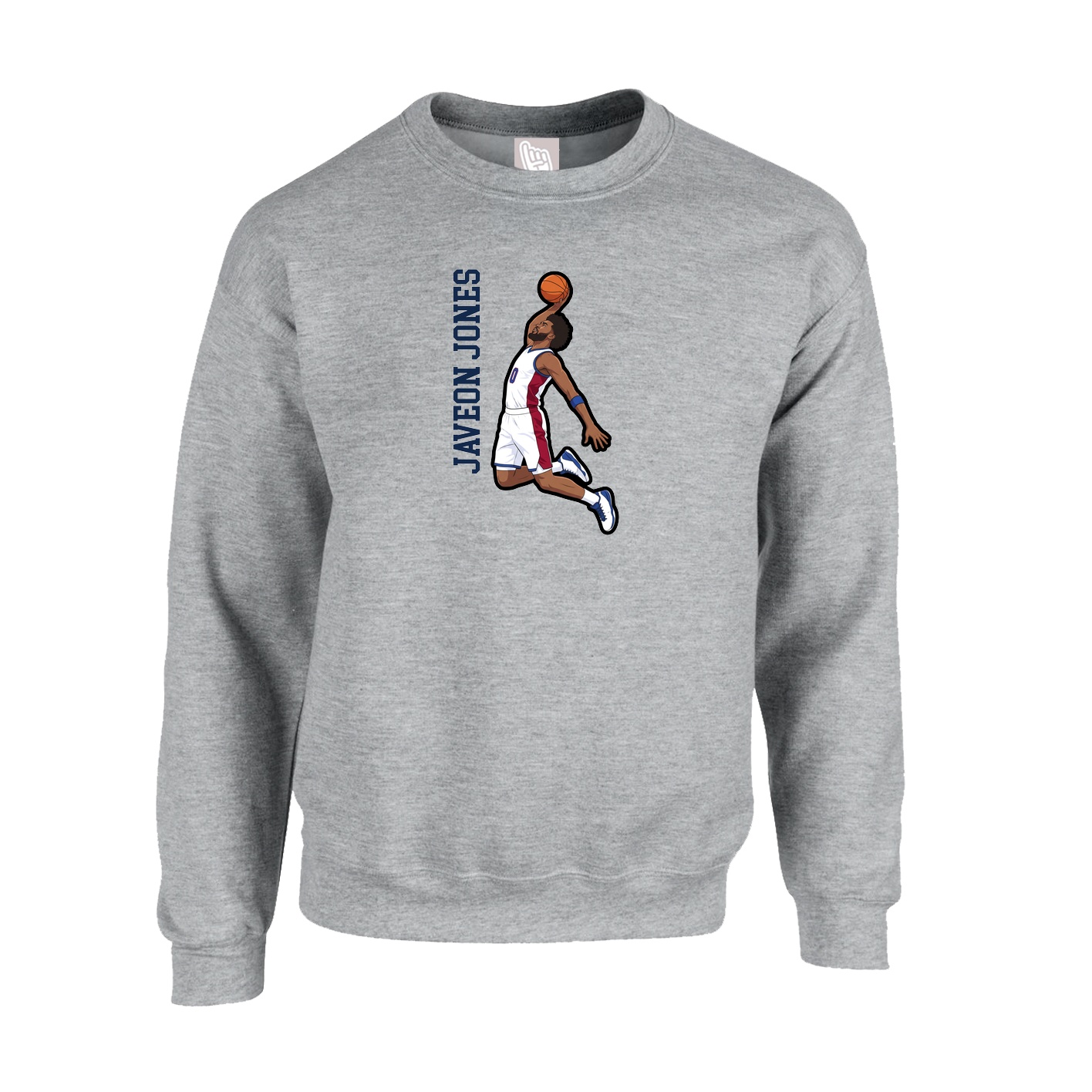 Fleece Crew — Name Vertical in Grey