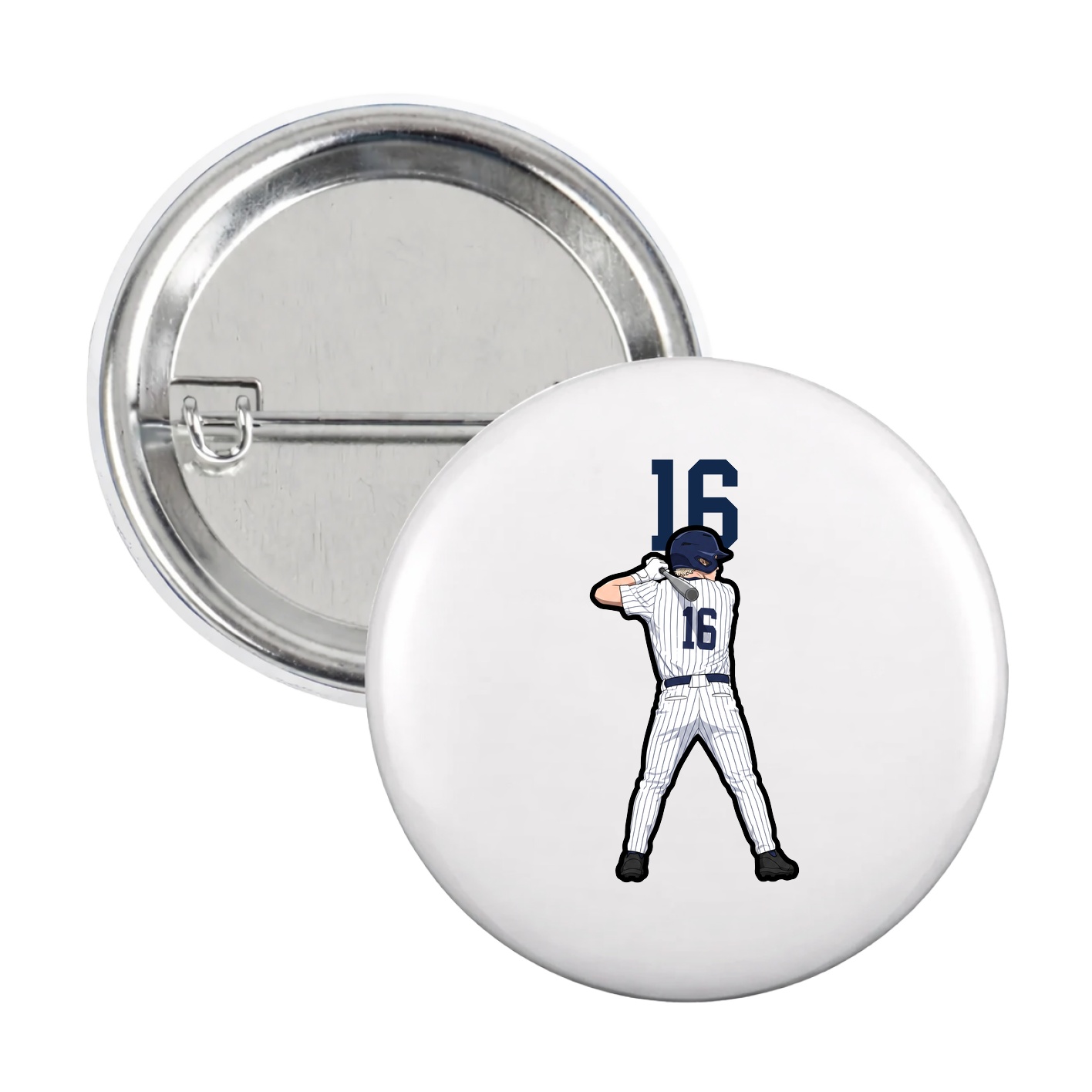 Game Day Button — Number Top in White