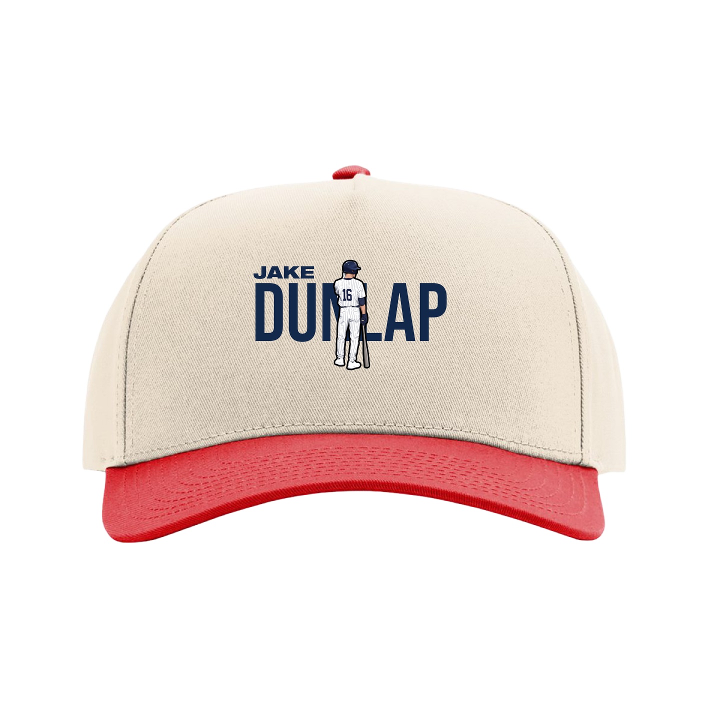 Full Fabric Five-Panel Champ Cap — Player Name in Cream/Red