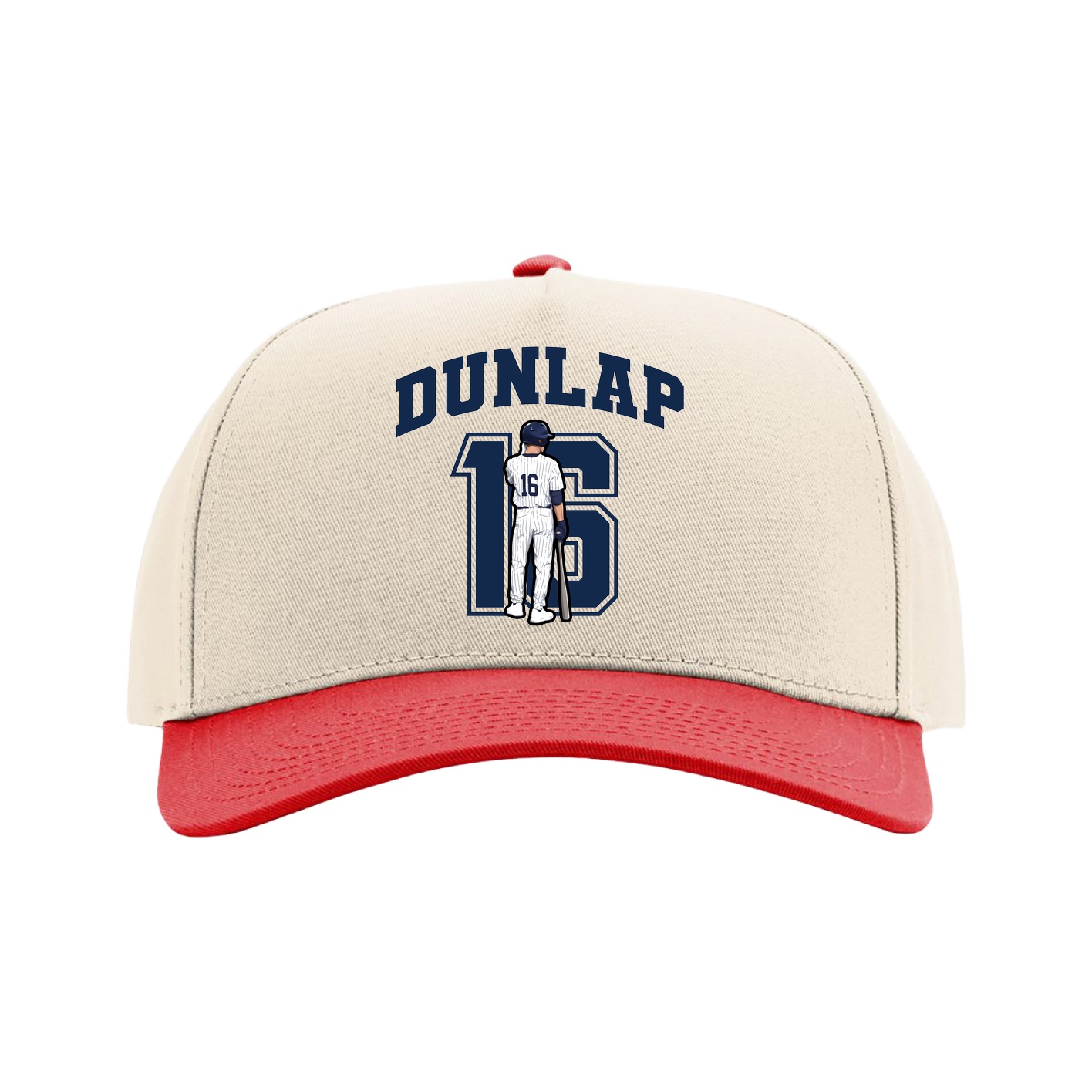 Full Fabric Five-Panel Champ Cap — Number in Cream/Red