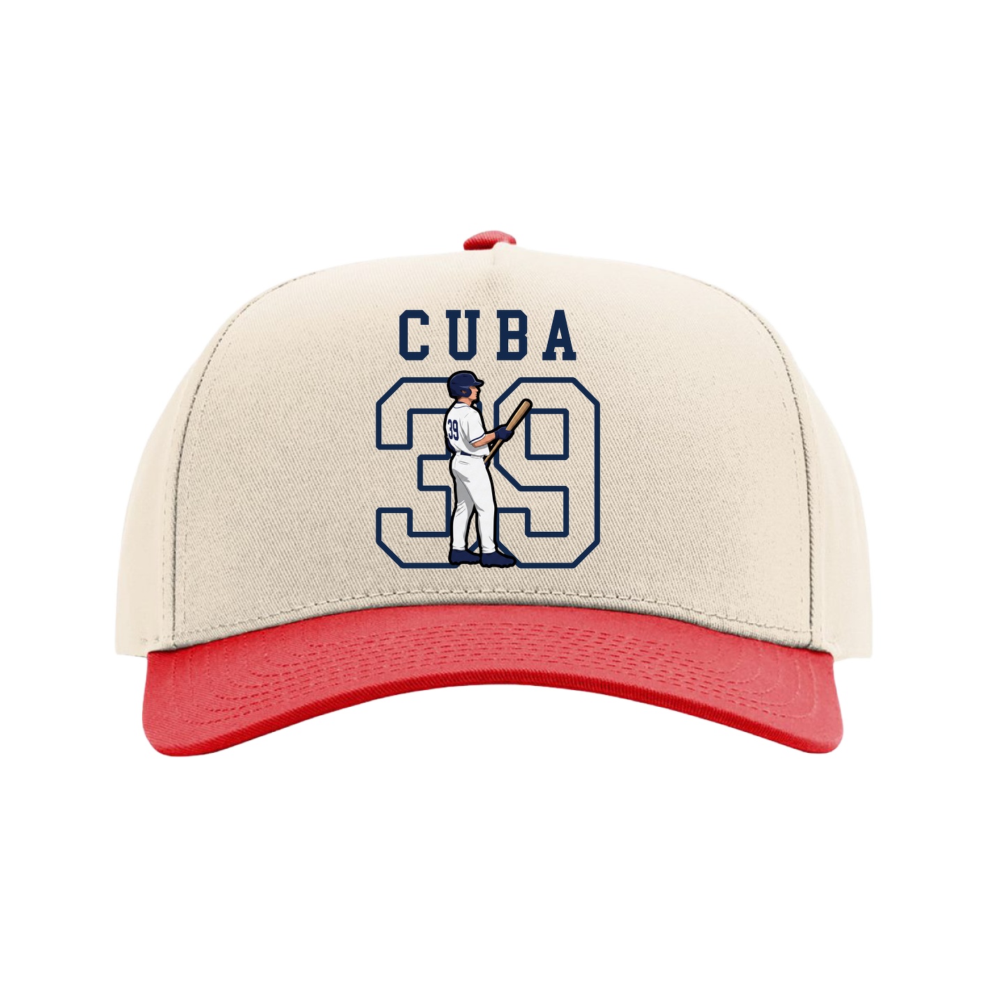Full Fabric Five-Panel Champ Cap — Shirsey in Cream/Red